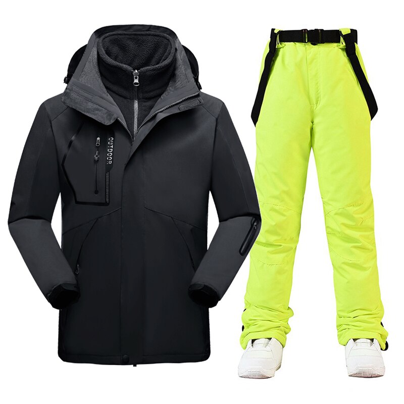 플러스 사이즈 스키복 바람막이 방수 두꺼운 스노우 코트 남성용, 겨울 스키 및 스노우보드 재킷과 바지 세트 2022 신상